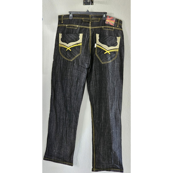 Y2K Vintage Project Mayhem Baggy Embroidered One Pride Jeans 38 X 32 Dark Wash - Picture 1 of 16